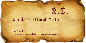 Uzsák Dionízia névjegykártya